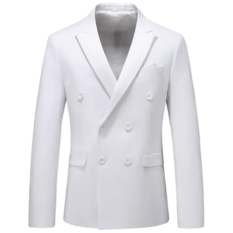 maoxiangshop Fashion New Men's Casual Boutique Business Solid Color Double Breasted Suit Jacket Blazers Coat