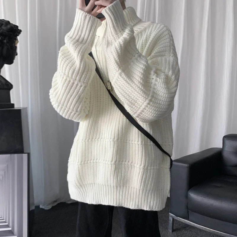 maoxiangshop Autumn Winter Mens Casual Turtleneck Pullover Men's Long Sleeve Rollneck Sweater Korean Style Fashion Warm Knitted Sweater