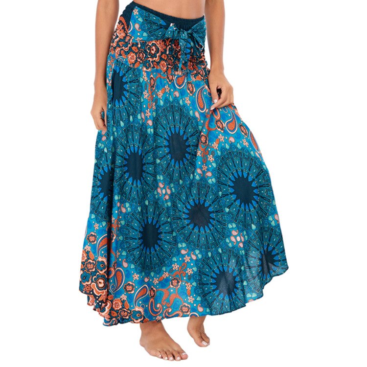 maoxiangshop Fashion Skirts Women Clothes Roupas Saia Bottom Women Skirt New Sexy Woman Long Jupe Bohemian Boho Flowers Elastic Waist Faldas