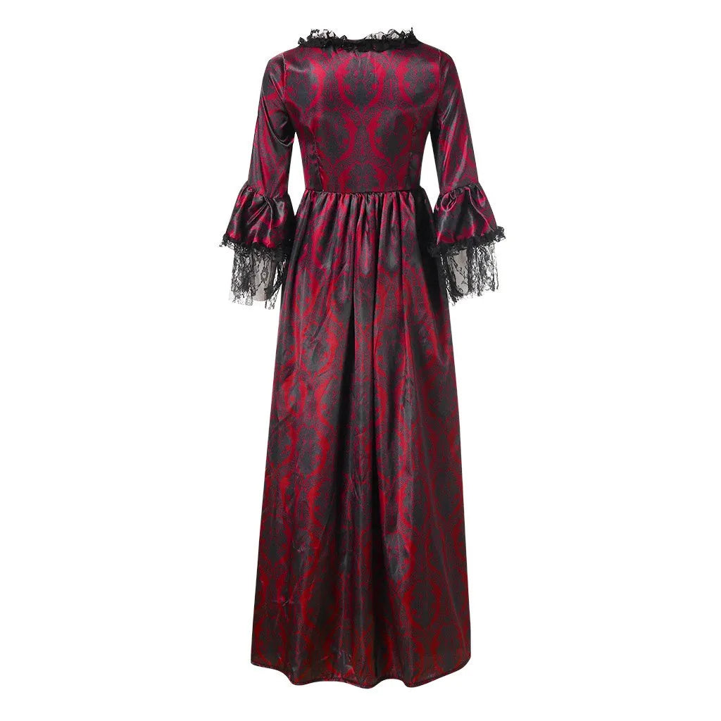 maoxiangshop - Steampunk Vintage Women Medieval Dress Gothic Lady Vampire Lace Sleeve Halloween Costume Fashionable Gorgeous robes longues