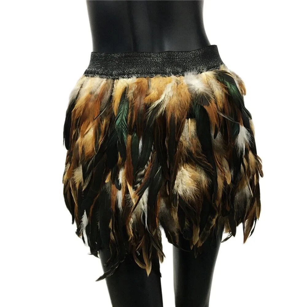 maoxiangshop Festival Rave Feather Skirt Carnival Halloween Evening Party Stage Performance Punk Gothic Y2K Women Mini Short Skirts Faldas