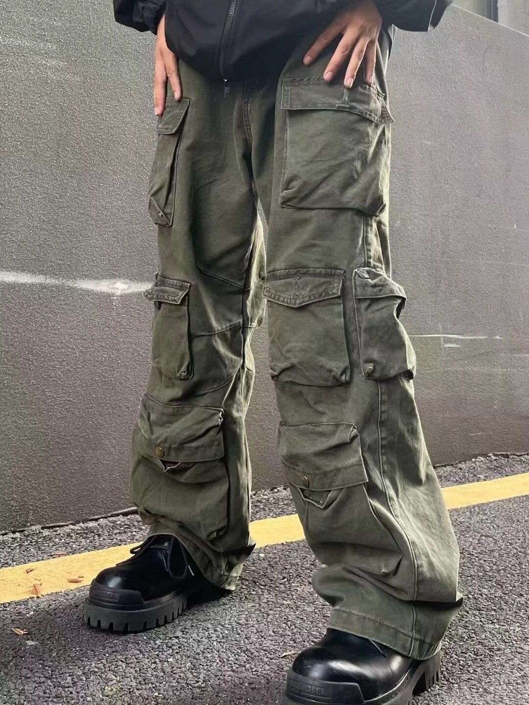 maoxiangshopY2K Man Streetwear Techwear Cargo Korean Harajuku Straight Casual Pants for Men Sweatpants Wide Leg Joggers Trousers Clothes ins
