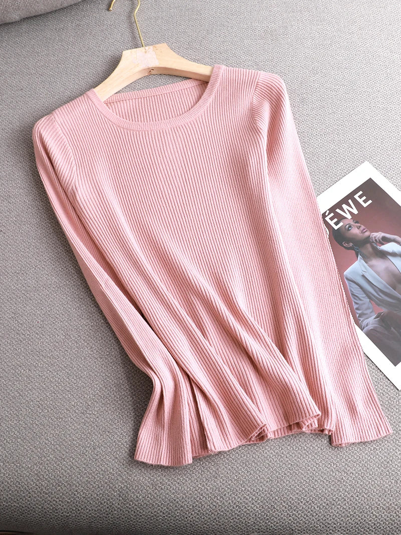 maoxiangshop winter clothes Knitted woman sweaters Pullovers spring Autumn Basic women's jumper Slim women's sweater cheap pull long sleeve