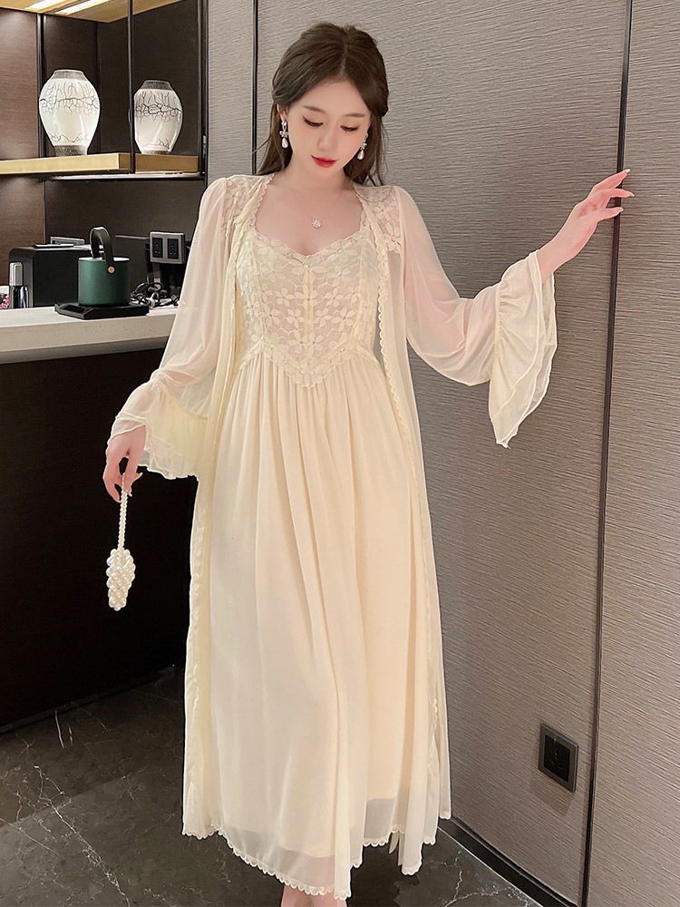 maoxiangshop Autumn Lace Strap Dresses for Women Sweet Vintage Korean Style Long Party Dresses Elegant Casual Women's Dresses Designer