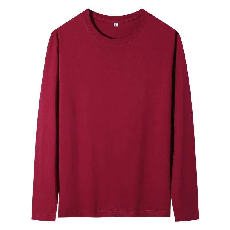 maoxiangshop New Base Shirts Spring Summer Mens O-Neck T-Shirt Long Sleeve T Shirt Male Solid Tshirt Man Clothing Tshirt Men Tops Tees