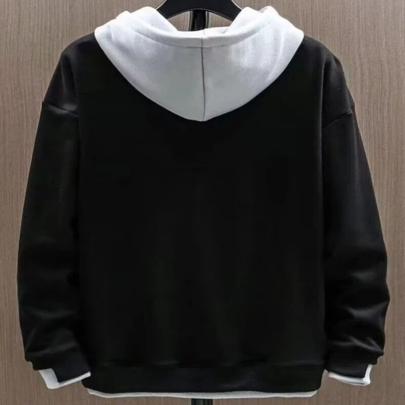 maoxiangshop Autumn Men Hoodies High Street Pullover Long Sleeve Patchwork Sweatshirt Men Fashion Streetwear Hoodie Harajuku