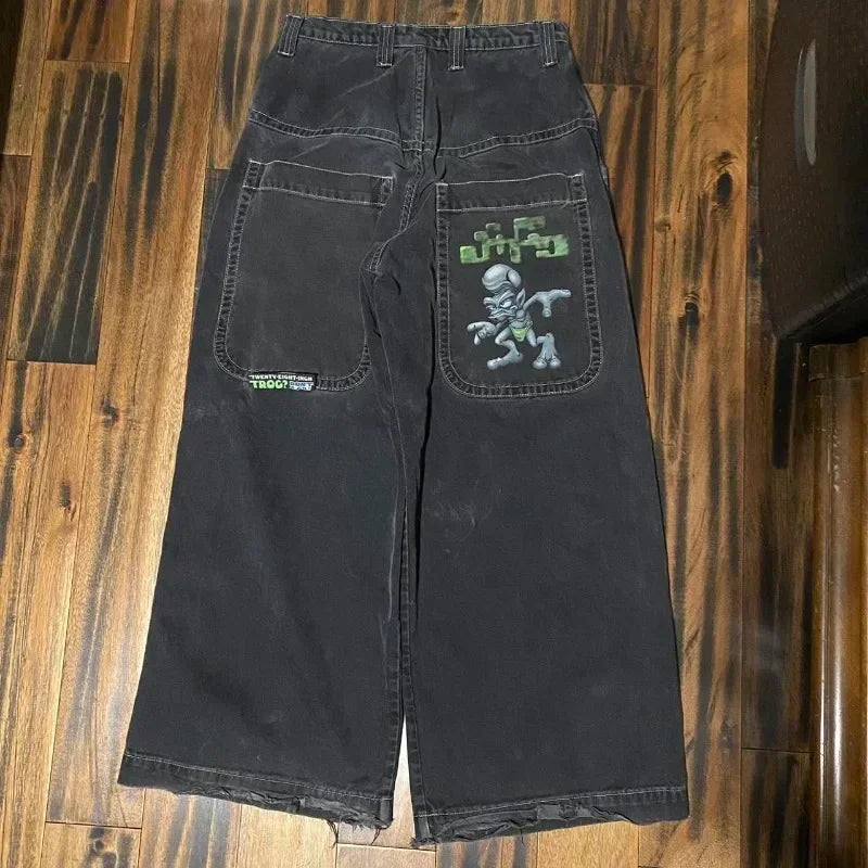 maoxiangshopStreet Vintage Jeans New Y2K Harajuku Wash blue Multiple pockets Baggy Jeans Denim Pants Mens Womens High Waist Wide Trousers