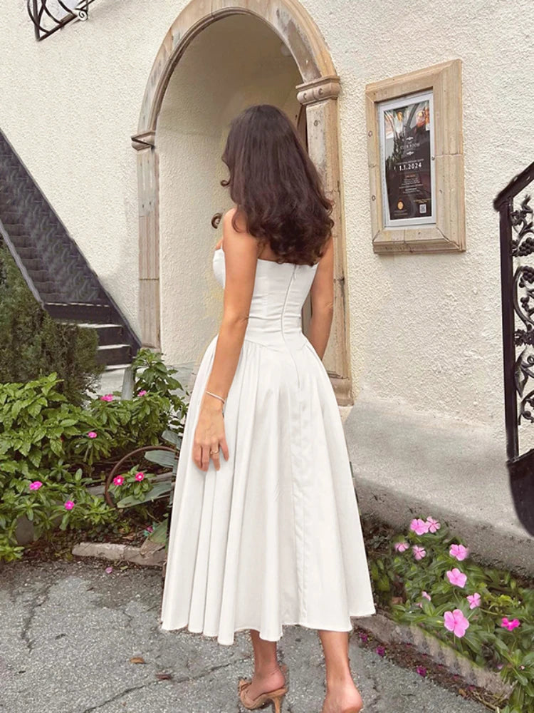 Casual Holiday Dresses Midi Elegant Party Dresses Spaghetti Strap Female Long Dress Summer Women Clothing
