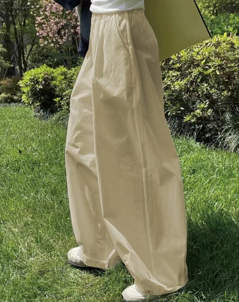 Oversize Slimming Women Pants High Waist Wide-Leg Trousers Simple Casual Loose-Fitting Cotton Baggy Streetwear Trousers 2023