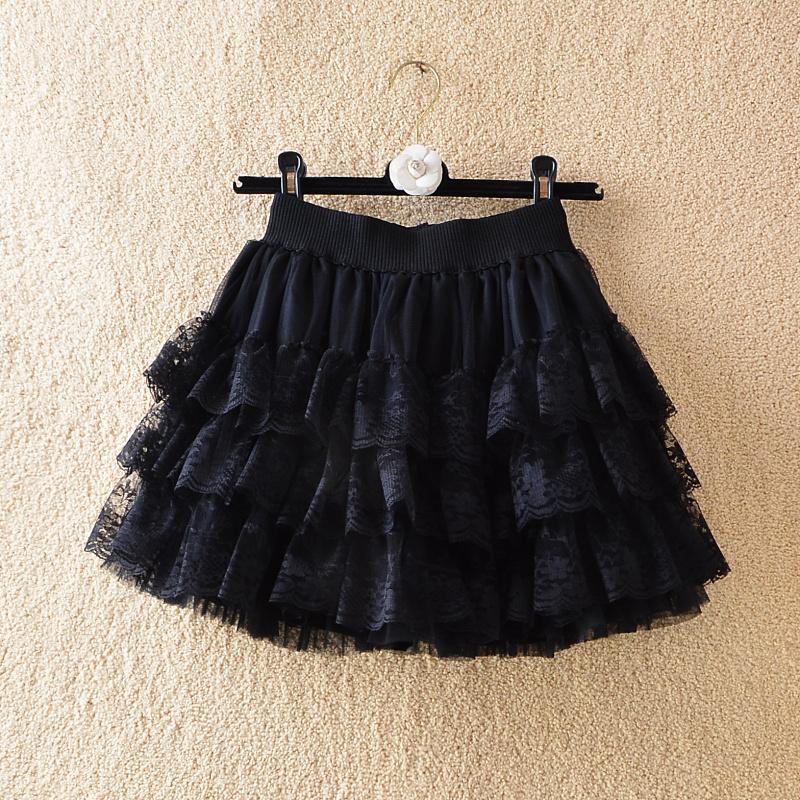 maoxiangshop Elastic Gothic Skirt Women Black Mesh Detail Petticoat Sexy Mini Tulle Skirts Party Club Wear Dancer