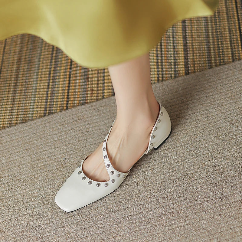 maoxiangshop - New Spring/Autumn Women Pumps square Toe Chunky Heel Mary Janes Solid Women Shoes for Women zapatos de mujer