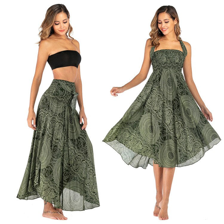maoxiangshop Fashion Skirts Women Clothes Roupas Saia Bottom Women Skirt New Sexy Woman Long Jupe Bohemian Boho Flowers Elastic Waist Faldas