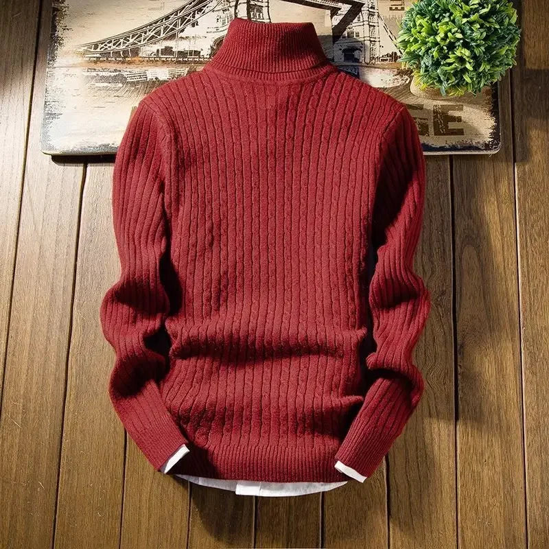 maoxiangshop Male Sweater Winter Pullover Turtle Neck Men S Jumper White