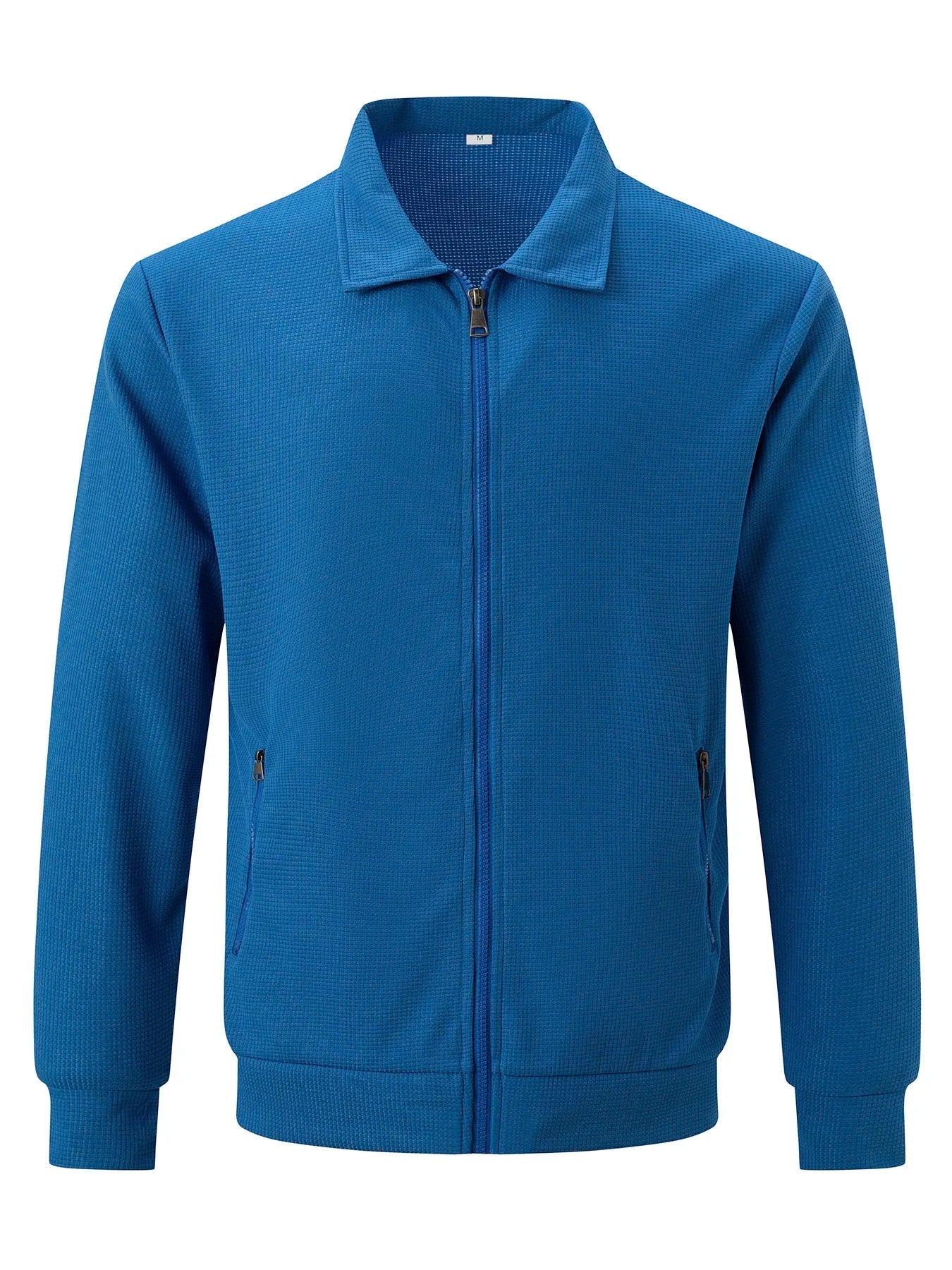 maoxiangshop Men's Lightweight Zip-Up Windbreaker: Classic Crew Neck, Stretch Polyester Jacket, Ideal for Spring/Fall Casual Wear