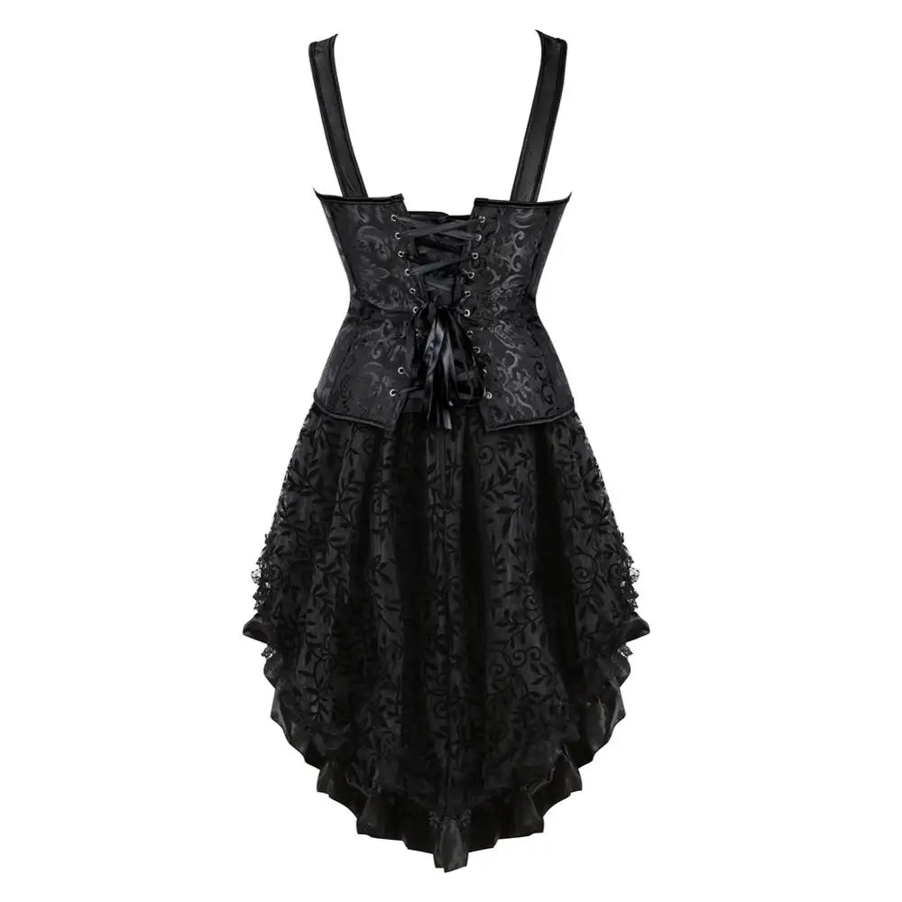 maoxiangshop - Steampunk Corset Skirt Gothic Bridal Strap Bustiers Dress Party Outfits for Women Plus Size Sexy Pirate Costumes Rave Clothes