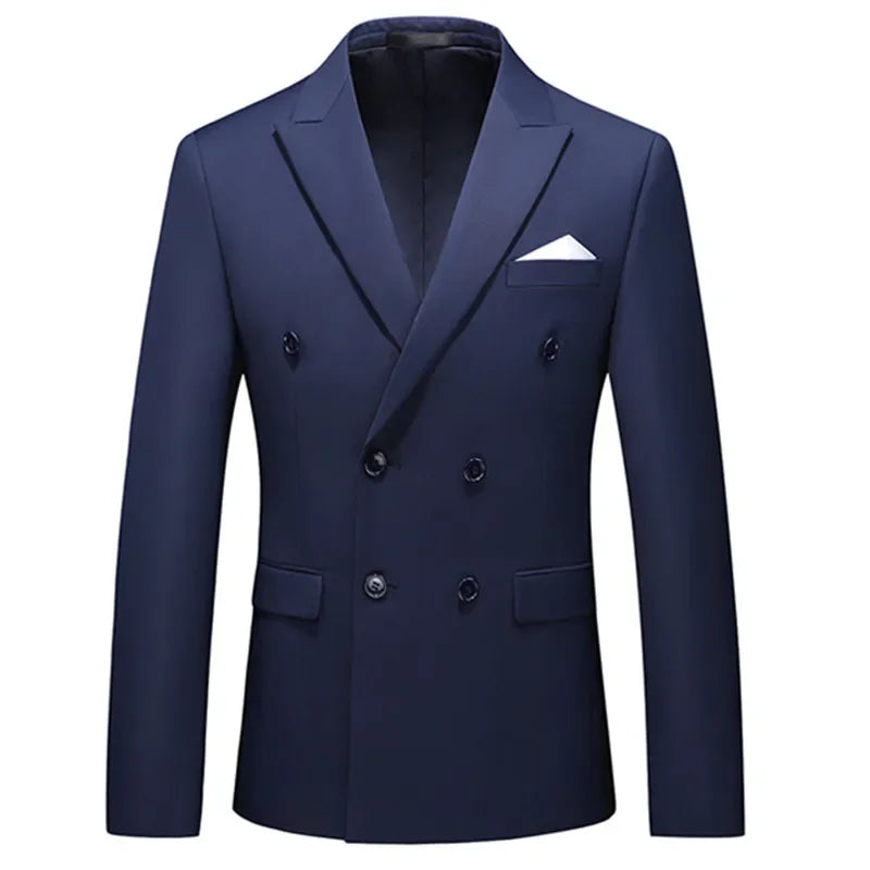 maoxiangshop Fashion New Men's Casual Boutique Business Solid Color Double Breasted Suit Jacket Blazers Coat