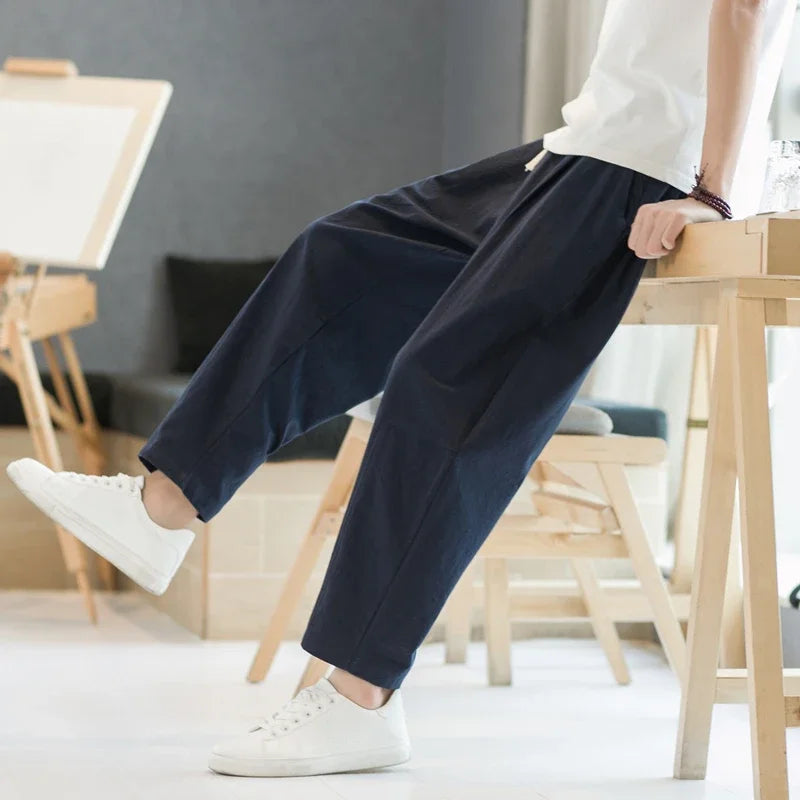 maoxiangshop 6 Colors Summer Men's Trousers Cotton Linen Fashion Thin Soft Casual Pants Breathable Loose Shorts Straight Pants Streetwear