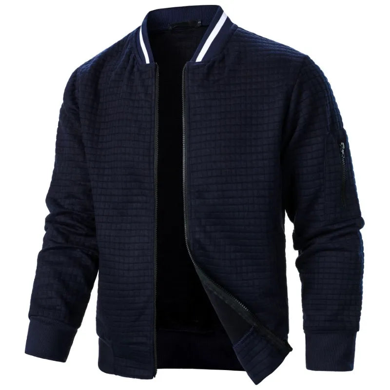 maoxiangshop Autumn Mens Long Sleeve Zipper Jacket Stand Up Coats Sport Outdoor Sweatwear Winter Warm Baseball Collar Sweatshirts
