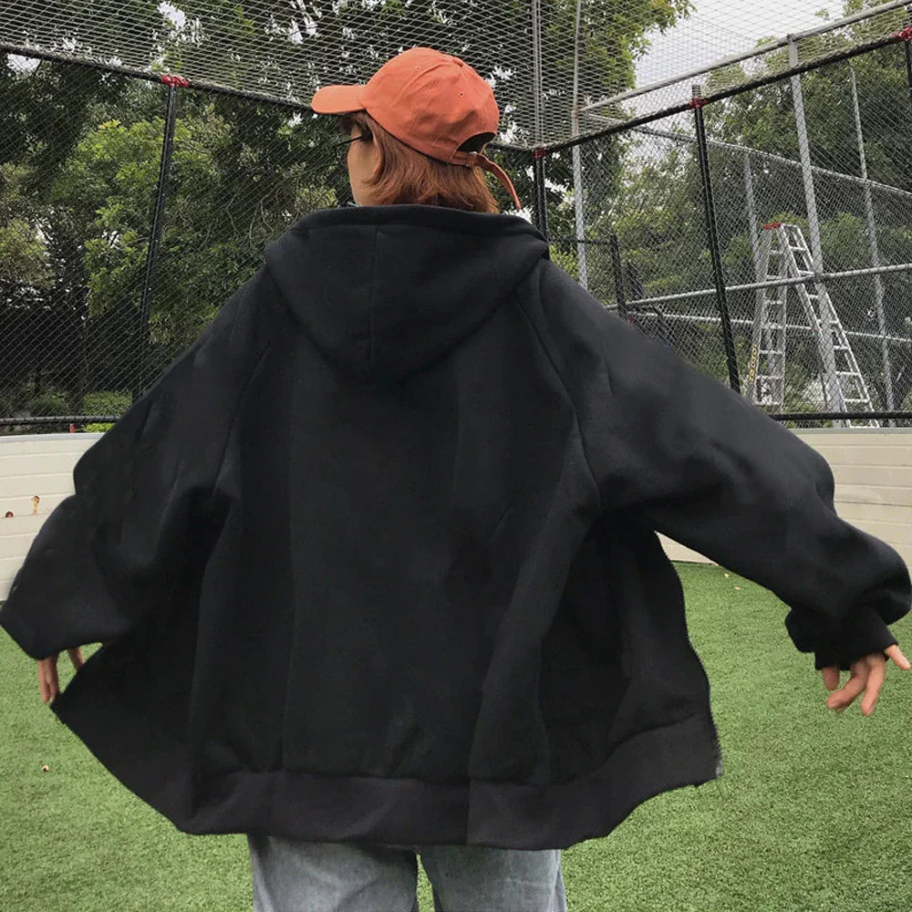 maoxiangshop Fashion Mens Jacket Coat Long Sleeve Sweatshirts Oversized Zipper Hoodies Streetwear Loose Man Hoodies Casual Jacket
