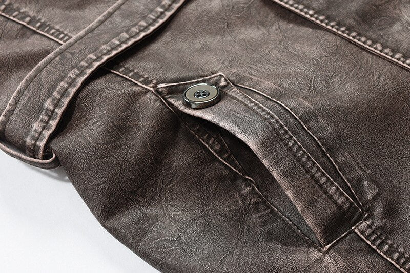 maoxiangshop Faux Leather Jackets Men High Quality Classic Motorcycle Bike Cowboy Jacket Coat Male Plus Velvet Thick Coats L-3XL
