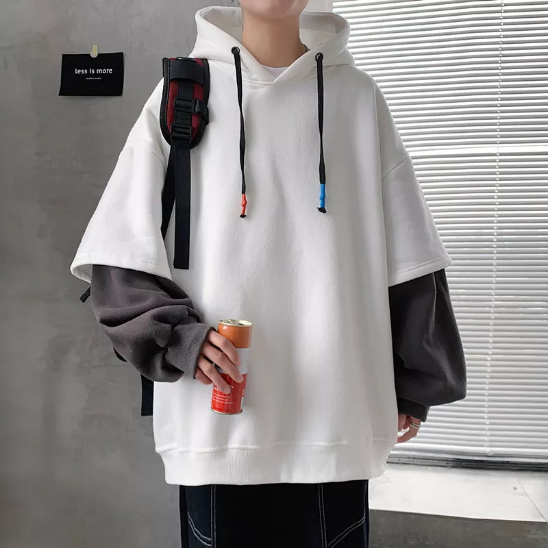 maoxiangshop Hoodie Men Spring Autumn Fashion Harajuku Patchwork Casual Oversized Hoodies Hip Hop Sweatshirt Men's Streetwear 7 Colors