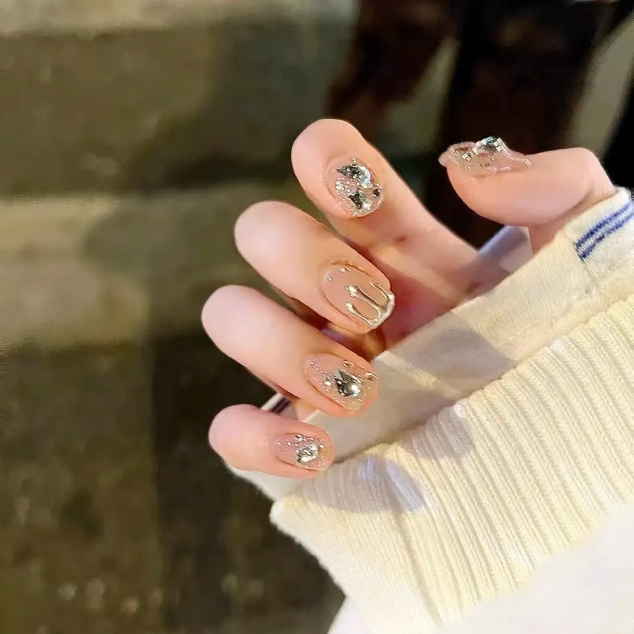 maoxiangshop 24pcs Wearable Pink Press On Fake Nails Tips With Glue false nails design Butterfly Lovely Girl false nails With Wearing Tools