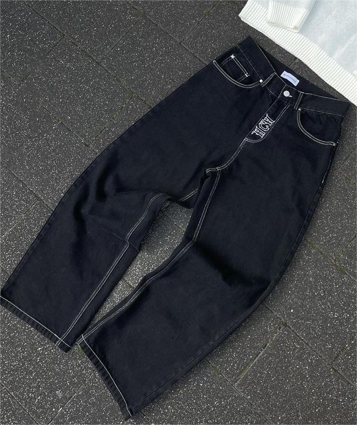 maoxiangshopKorean Fashion NEW Alphabetic Printing Women Jeans Y2k Aesthetic Mid Waist Casual Baggy Trousers Denim Pants Pants Streetwear