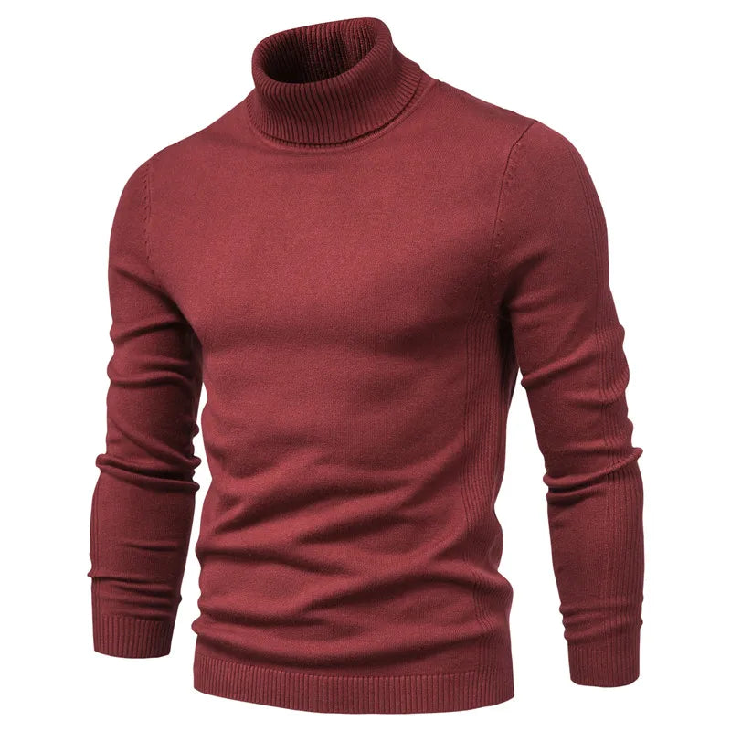 maoxiangshop New Winter Turtleneck Thick Mens Sweaters Casual Turtle Neck Solid Color Quality Warm Slim Turtleneck Sweaters Pullover Men