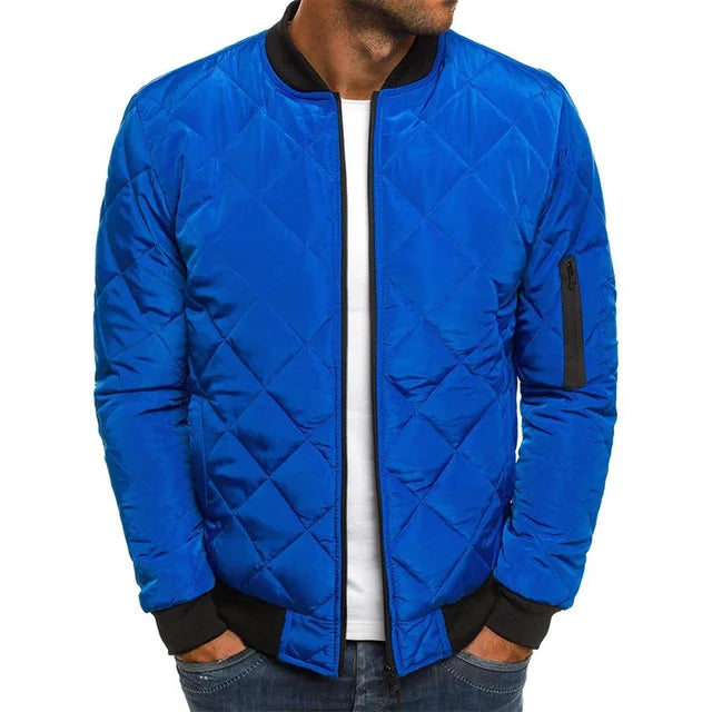 maoxiangshop Winter New Cotton Jacket Men's Baseball Collar Mesh Pressed Lightweight Cotton Jacket Vintage Flight Casual Long Sleeve