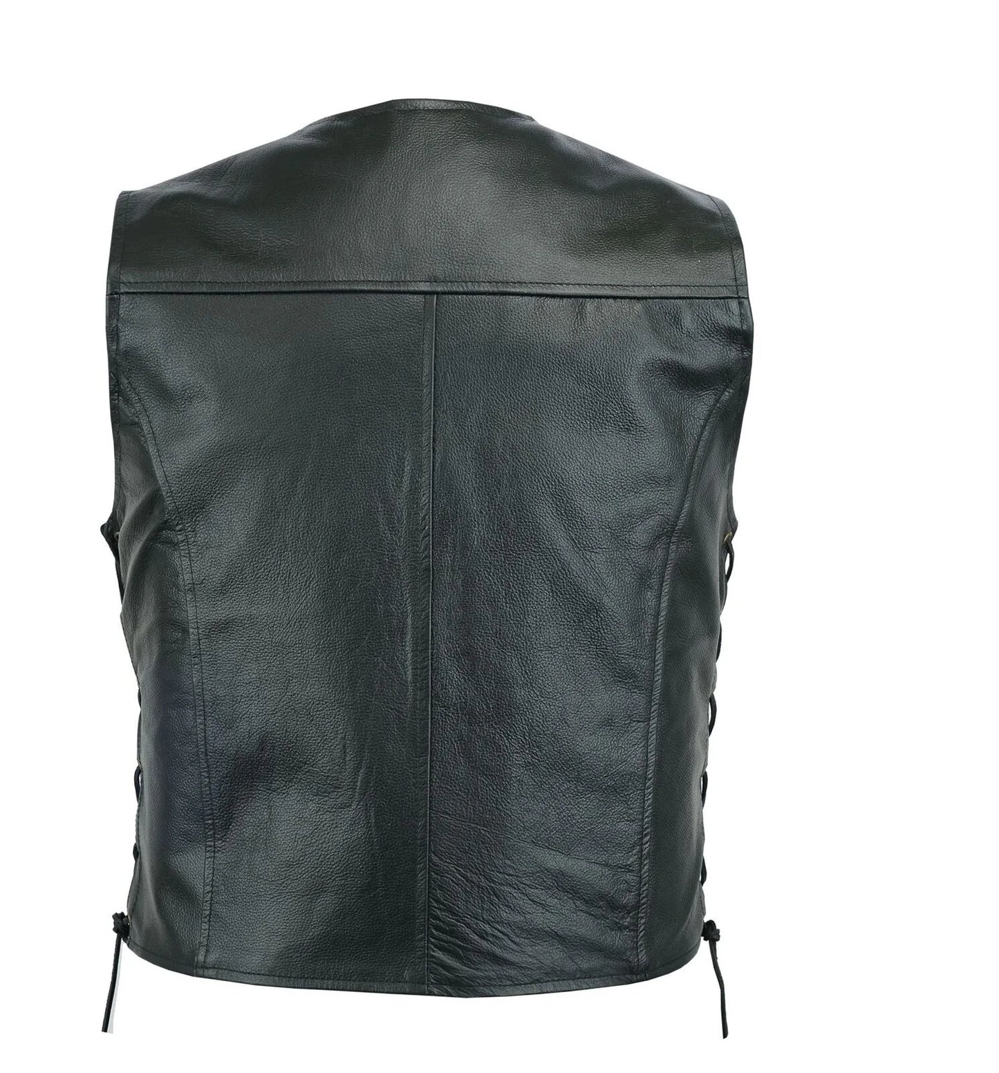 maoxiangshop Vest Leather Punk Fashion Casual Coat Motorcycle Vest Men Solid Vest Fleet