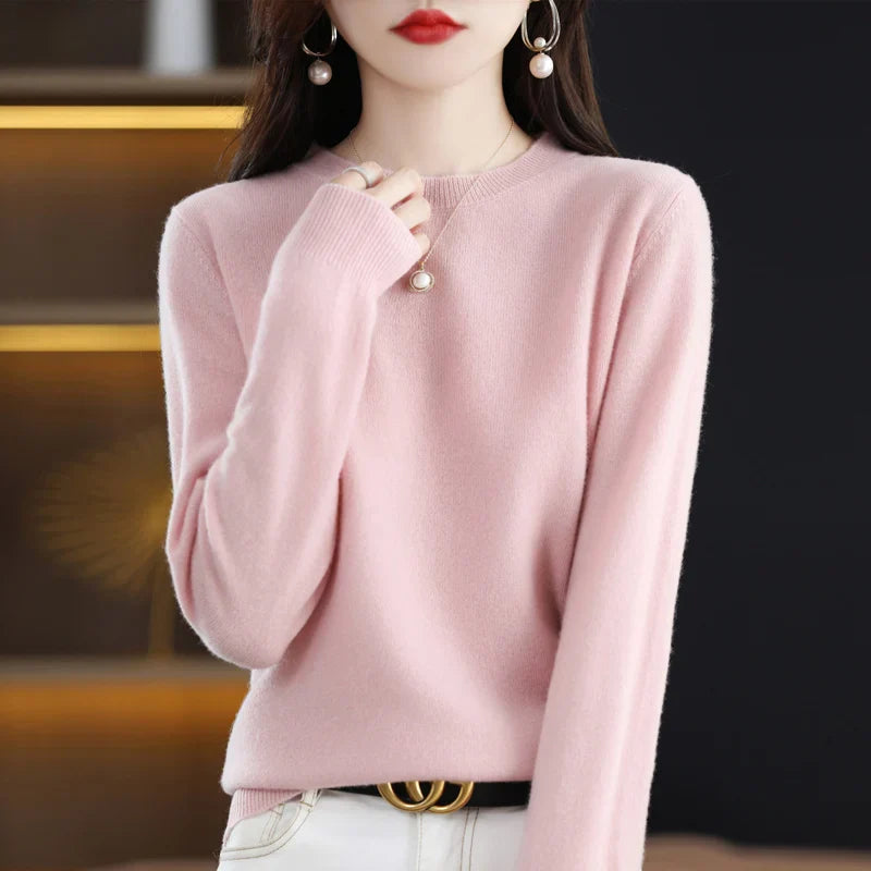 maoxiangshop Cashmere Sweater Women's Knitting Sweater 100% Pure Merino Wool Winter Fashion Basic V-neck Chic Top Autumn Warm Pullover