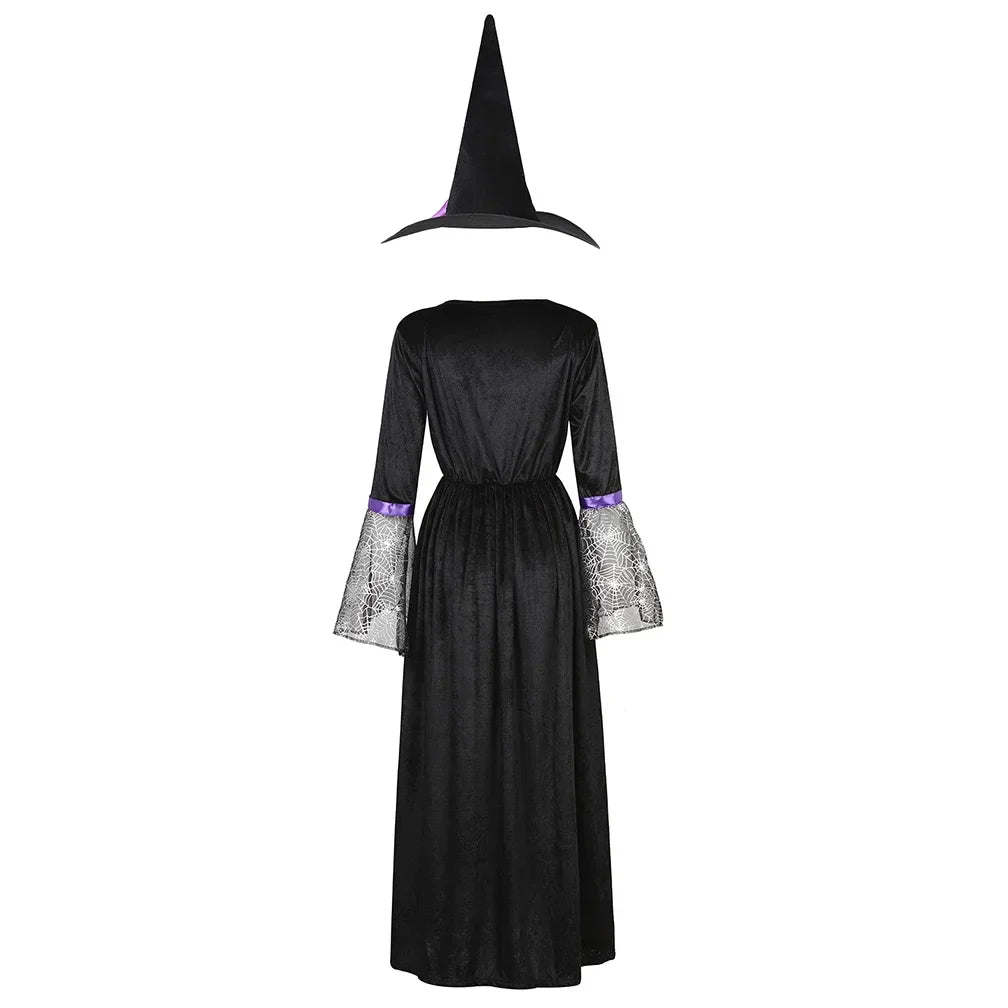 maoxiangshop - Witch Costume Women Long Sorceress Classic Dress Adult Renaissance Outfits Halloween Dress-up Disguise Role Playing Party Outfit
