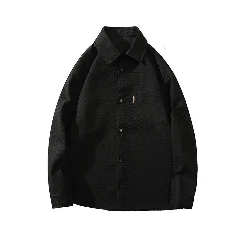 maoxiangshop Autumn New Shirts Fashion Handsome Trend Shirt Man Long Sleeve Simple Lapel Male Blouse Loose All Match Casual Tops Jacket Men