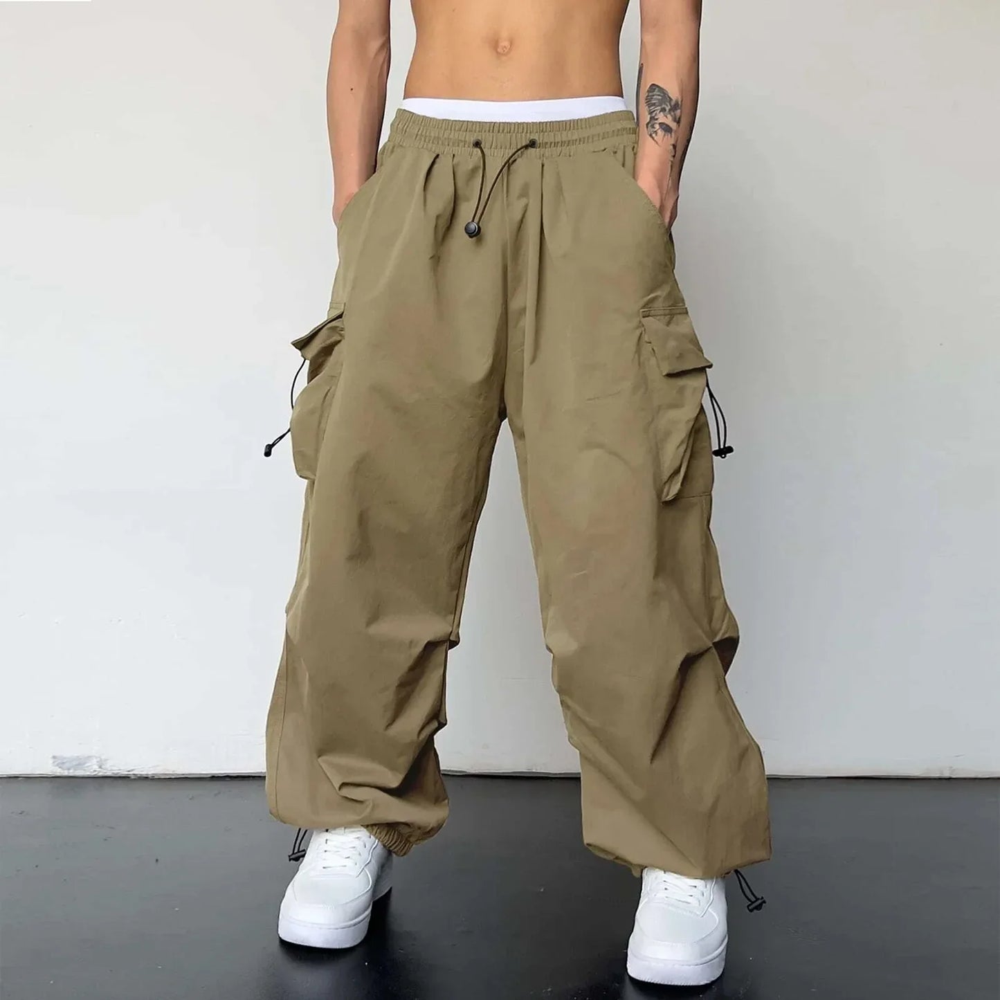 maoxiangshop Streetwear Spring Summer Cargo Pants Men Multi-pocket Harajuku Fashion Casual Men's Jogger Pants Wide Leg Loose Hip Pop Pants