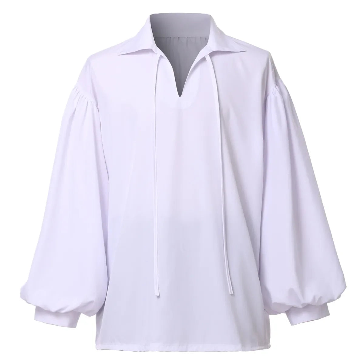 maoxiangshop Adult Men Larp Pirate Shirt Tops Medieval Renaissance Lacing Up Bandage Vintage Costume Fluffy Sleeve Blouse Vampire Cosplay