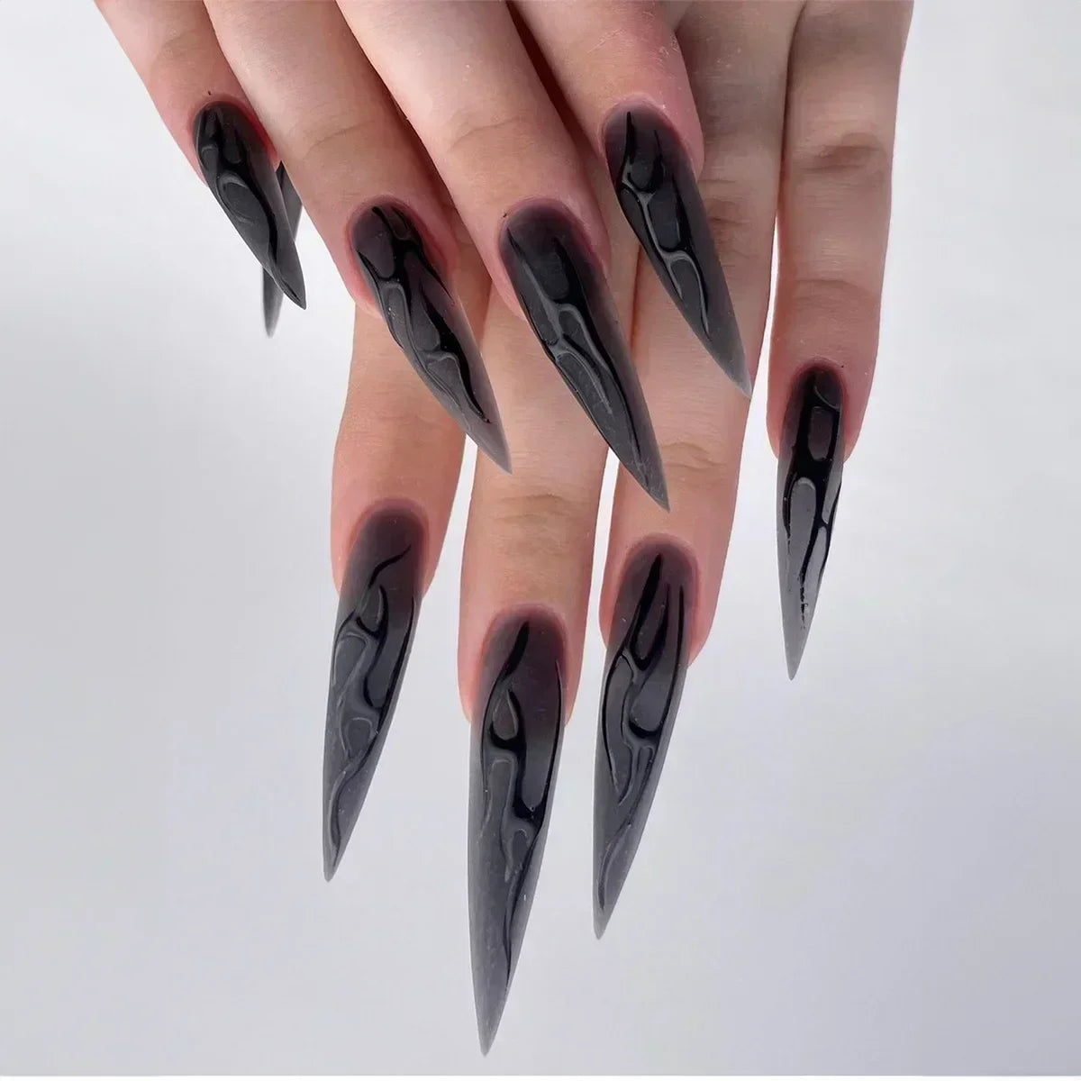 maoxiangshop 24Pcs False Nails With Glue Almond Pink Butterfly Design Detachable Rhinestones Acrylic Fake Nails long stiletto Press On Nails