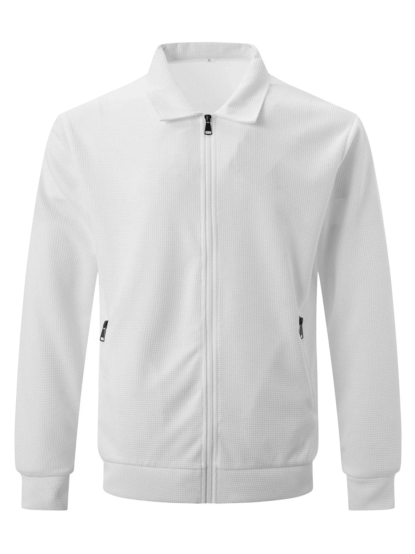 maoxiangshop Men's Lightweight Zip-Up Windbreaker: Classic Crew Neck, Stretch Polyester Jacket, Ideal for Spring/Fall Casual Wear