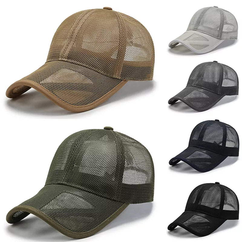 maoxiangshop Summer Full Mesh Baseball Cap Unisex Trucker Cap Trucker Caps Men Fishing Hat Quick Dry Golf Running Hat Adjustable Snapback Hat