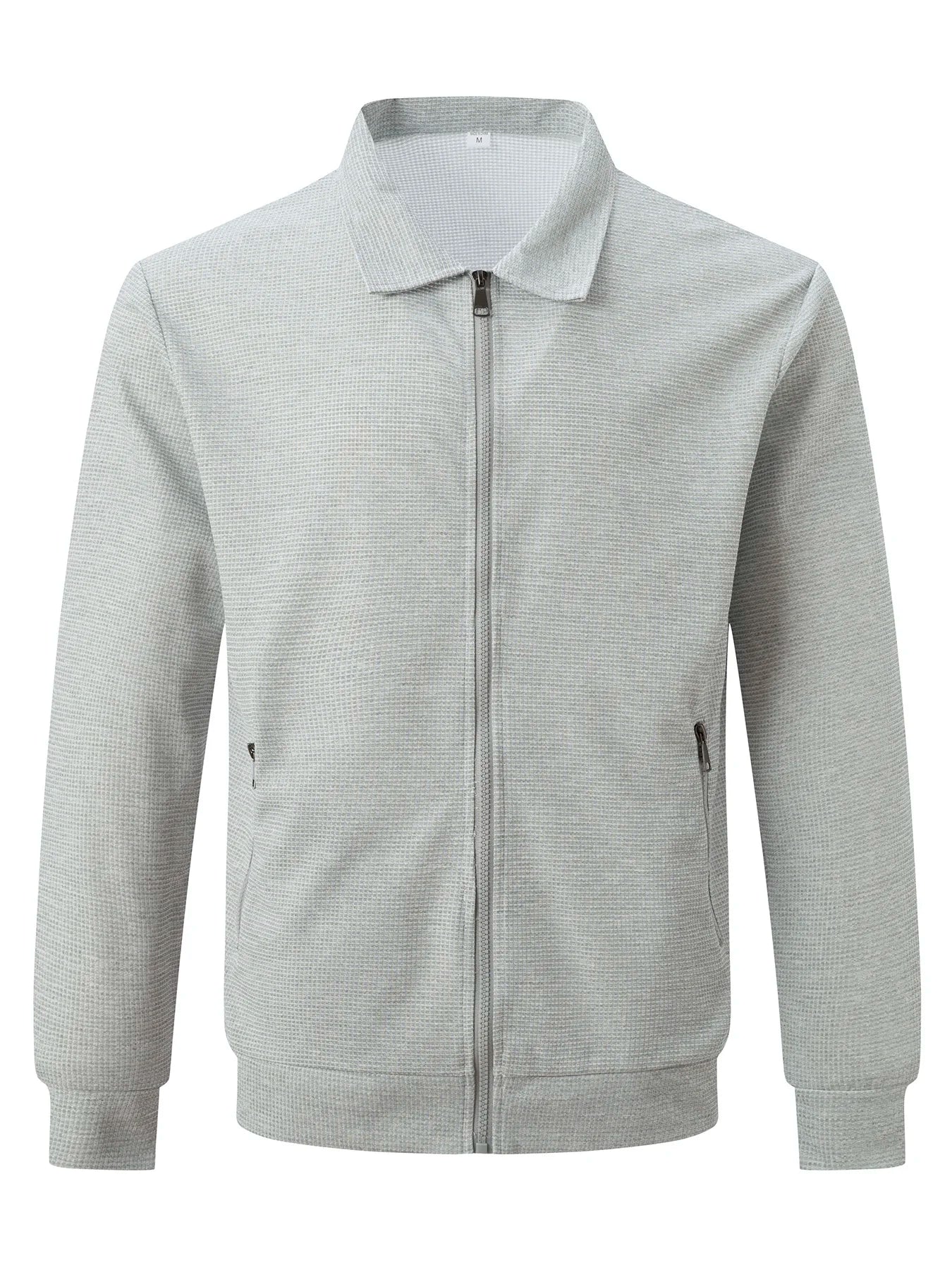 maoxiangshop Men's Lightweight Zip-Up Windbreaker: Classic Crew Neck, Stretch Polyester Jacket, Ideal for Spring/Fall Casual Wear