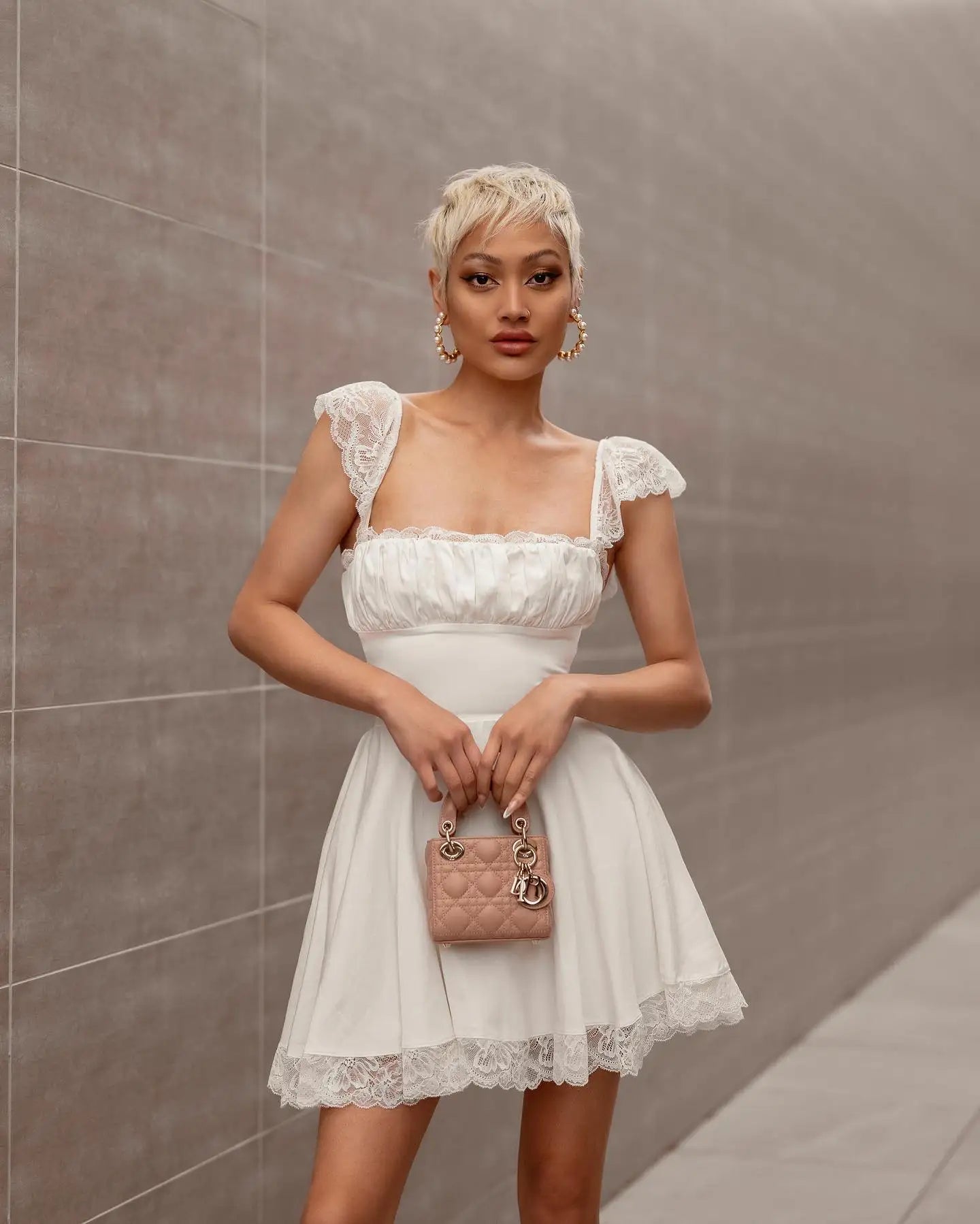 Double Layered Wedding Guset Dresses For Women Chic Sweet Kawaii Birthday Party Outfits Sexy A Line Lace White Dress