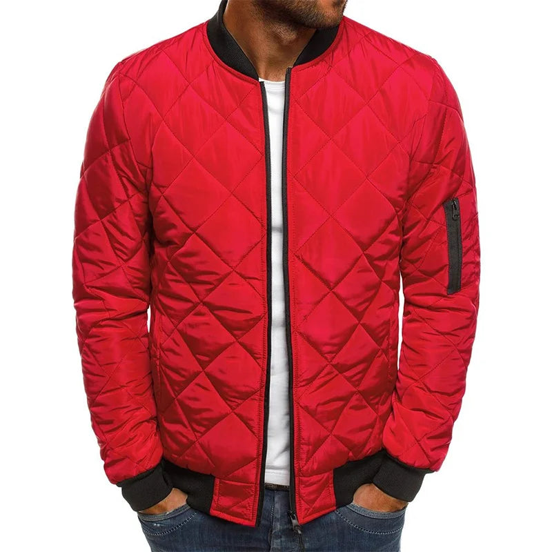 maoxiangshop Winter New Cotton Jacket Men's Baseball Collar Mesh Pressed Lightweight Cotton Jacket Vintage Flight Casual Long Sleeve