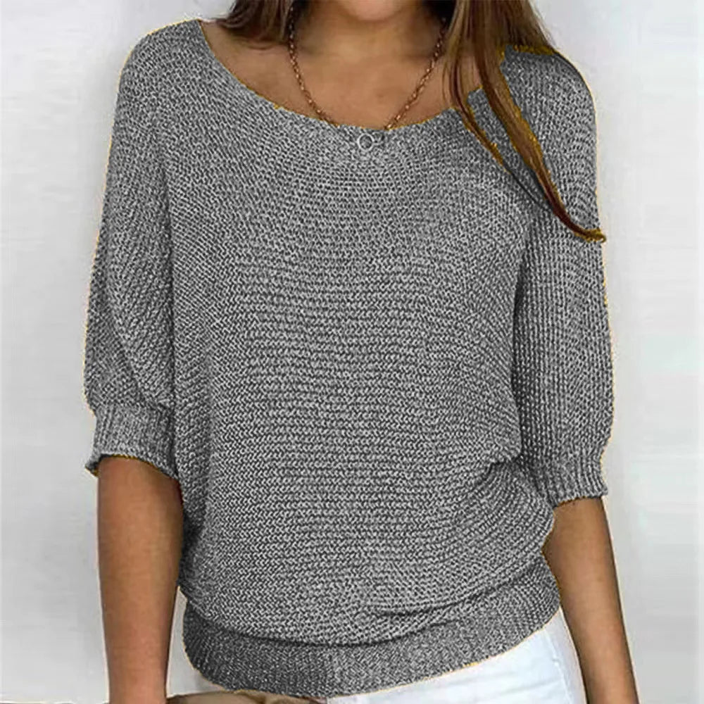 maoxiangshop Jumpers Women Purple Fall Winter Spring Sweaters Three Quarter Sleeve Sweater Jumpers Elegant Streetwear Y2k Tops Short Jumper