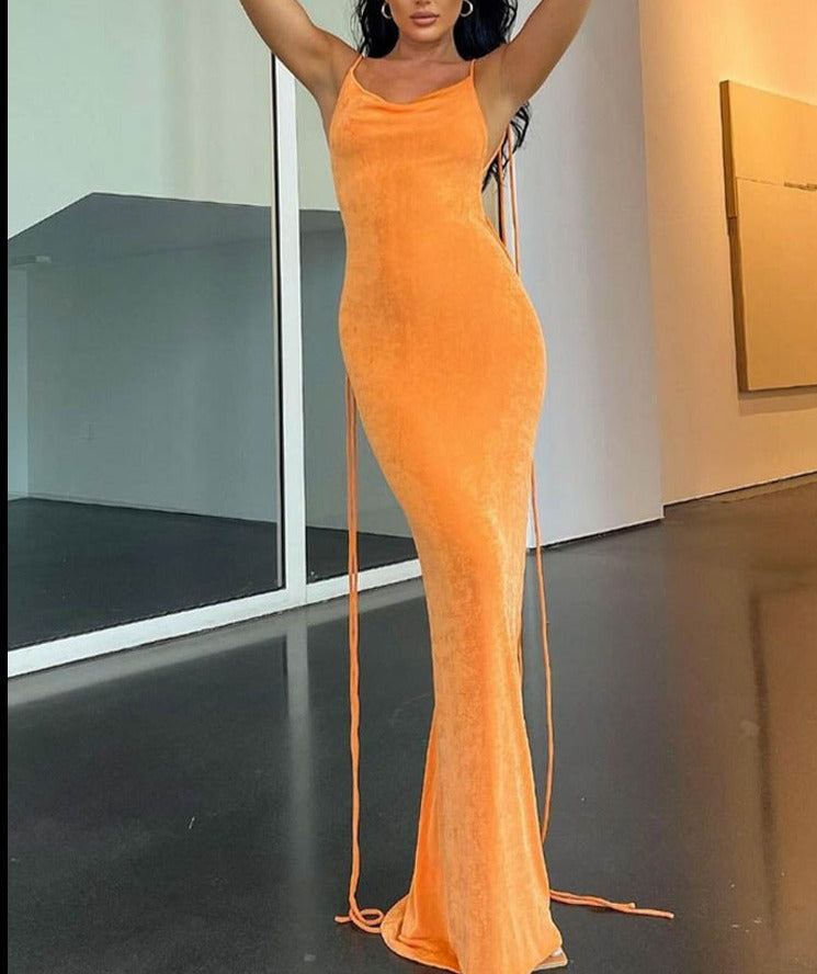 maoxiangshop White Backless Maxi Dresses For Women Spaghetti Strap Long Beach Dress Women Summer Elegant Evening Party Dress