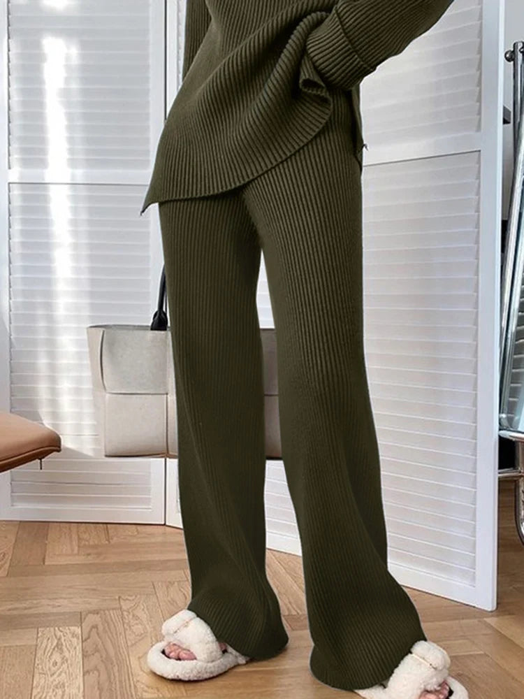 maoxiangshop 2024 Autumn Women Elegant Urban Tracksuit Casual Suits 2PCS Long Sleeve Blouse Wide Leg Pants Sets Vintage Matching Sets