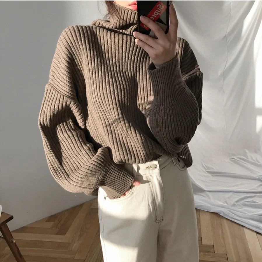 Autumn Winter Turtleneck Sweater Women Pullover Korean Fashion Long Sleeve Knitwear Sweaters For Women 2023 Ladies Tops Loose