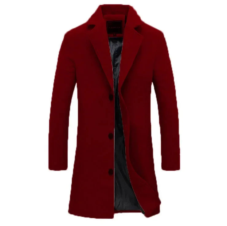 maoxiangshop WINTER OUTFITS MEN Autumn Winter Fashion Men's Woolen Coats Solid Color Single Breasted Lapel Long Coat Jacket Casual Overcoat Plus Size 9 Colors