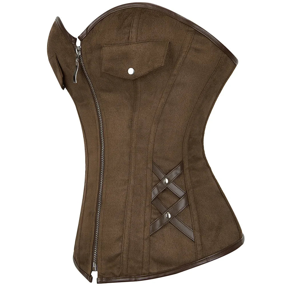 maoxiangshop - Women Corset Top Vintage Zipper Bustiers Gothic Corsets Steampunk Bustier Lace Up Corsage Carnival Party Club Costumes Plus Size