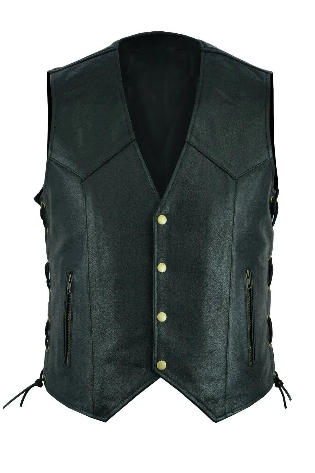 maoxiangshop Vest Leather Punk Fashion Casual Coat Motorcycle Vest Men Solid Vest Fleet