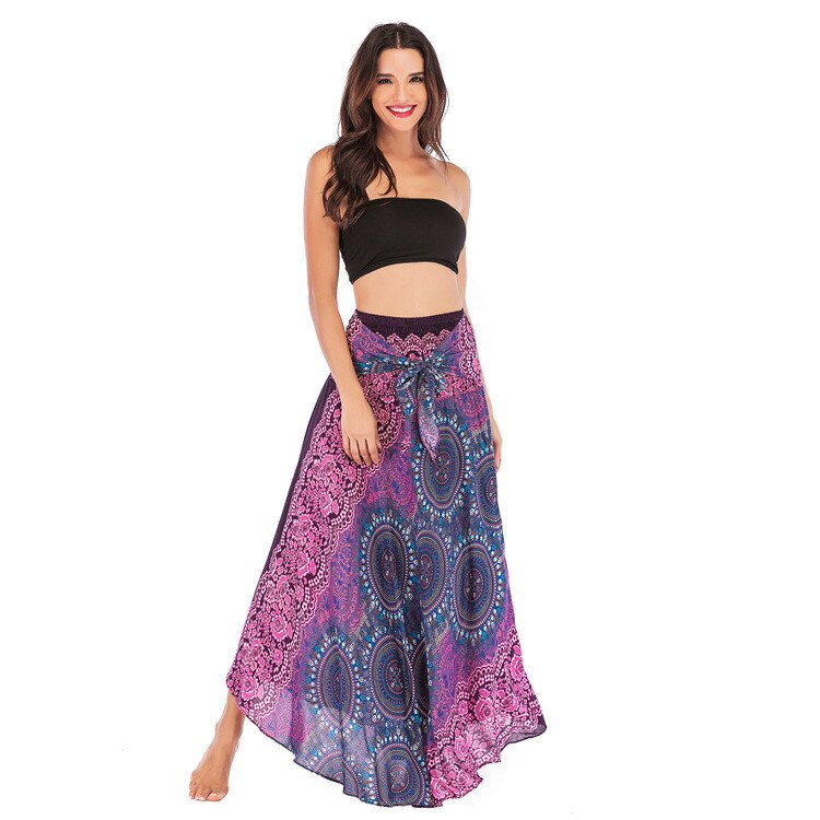 maoxiangshop Fashion Skirts Women Clothes Roupas Saia Bottom Women Skirt New Sexy Woman Long Jupe Bohemian Boho Flowers Elastic Waist Faldas