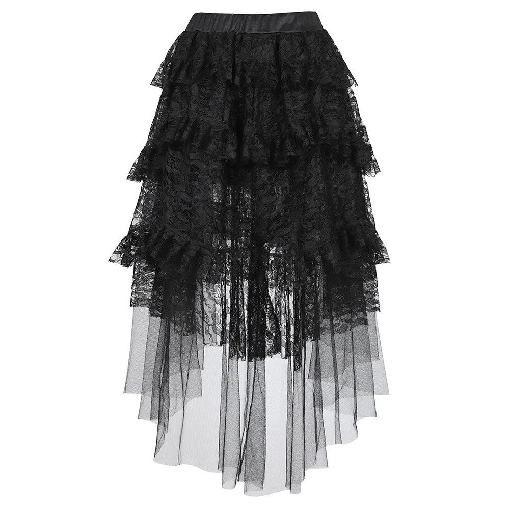 maoxiangshop - Steampunk Corset Skirt Bridal Lace Strap Bustiers with Gothic Tulle Dress Rave Outfits Evening Party Costumes Plus Size